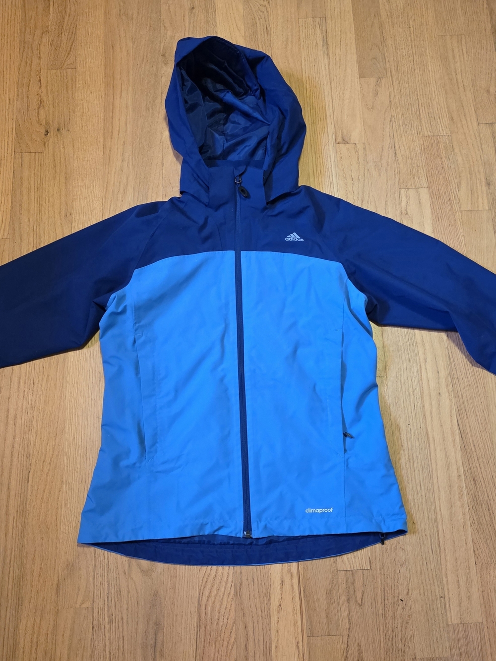 adidas Womens Blue Waterproof Hooded Jacket Size M